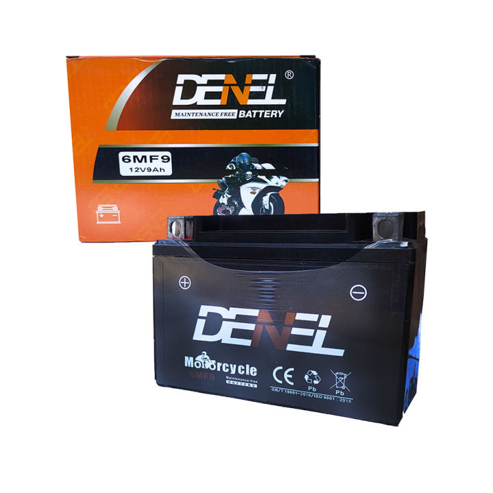 DENEL Motorcycle Dry Battery Heavy Duty 9Ah/12V For Super Bikes, Heavy Bikes Model 6MF9