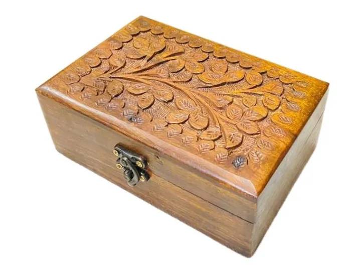 Wooden%20Hand-Carved%20Jewelry%20Box%20-%20Floral%20Handcrafted%20Home%20Decor%20Box,%206x4%20Vintage%20Jewelry%20Organizer%20for%20Necklaces,%20Rings%20&%20Earrings,%20Compact%20Storage%20Box%20for%20Women,%20Premium%20Sheesham%20Craftsmanship,%20Perfect%20Gift%20Option,%20Decorative%20Small%20Wooden%20Keepsake%20Box%20-%20Image%203