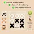Wooden Tic Tac Toe XOXO Game Mind Challenging Cross and Zero Board Game for Family Kids & Adults|Return Gifts for Birthday Age 5-12|Brain Development Table Toy (Model 2). 