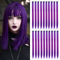 Pack of 6-PCS Purple Long Straight Hair Clip Extensions for girls and women's - purple. 