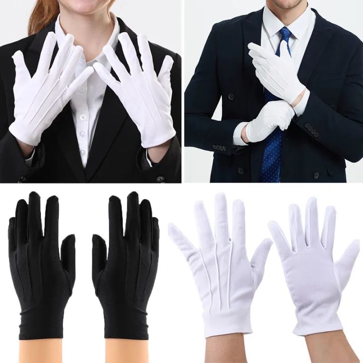 Men's New Solid White Tuxedo Gloves Party Festive Wedding Ceremony Formal Uniform Guard Band Butler Protection Etiquette Mittens