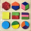 Wooden Geometric Shapes Puzzle - Multicolor Kids Early Educational Toys. 