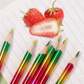 6Pcs/Set Cute 4 Color Rainbow Pencil For Student Children's Painting Graffiti Drawing Gift Art School Supplies. 