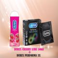 Durex Lube Very Cherry Lubricant Pleasuring Massage and fun - 50 mL With Performa 3s Condoms. 