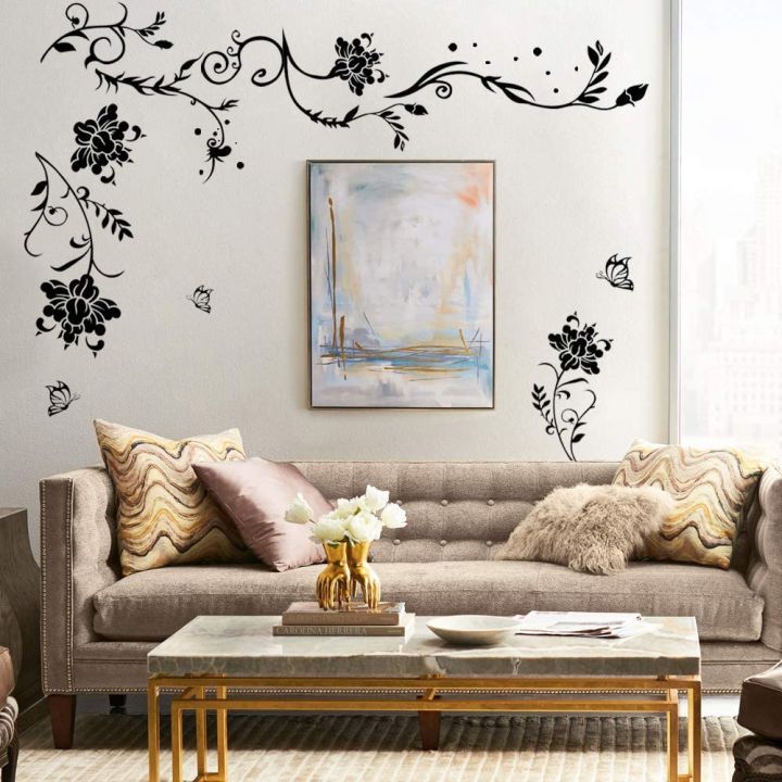 Flowers%20Vine%20Wall%20Decals%20Black%20Flower%20Wall%20Stickers%20Butterfly%20Floral%20Wall%20Decor%20Removable%20Vinyl%20DIY%20Home%20Wall%20Art%20Stickers%20for%20Bedroom%20Living%20Room%20Sofa%20Backdrop%20TV%20Wall%20Decoration%20-%20Image%203