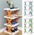 5-Layer Multi-Functional Rack Versatile Stackable Organizer for Shoes, Kitchen rack, Bedroom corner racks, Lounge portable shelves- X Rack, Space-Saving Plastic Cabinet, Easy Assembly, Ideal for Home Storage & Closet Shoe Shelf. 