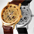 Skeleton Double Sided Glass Transparent Watch for Men - Stylish Analog Mens Watches. 