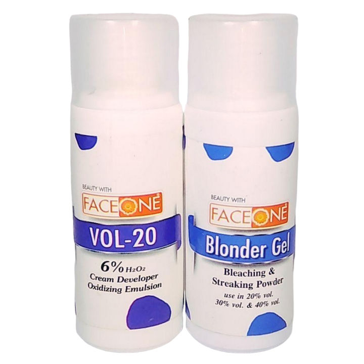 FaceOne skin glowing set Vol 20 Cream Developer + FaceOne Blonder Gel skin glowing and streaking powder 60ml/60grm