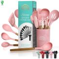 12 Pcs Silicone Cooking Utensils Kitchen Utensil Set - Heat Resistant Non-Toxic BPA Free Spatula Set with Turner Tongs,Spoon,Brush,Whisk-Wooden Handles Kitchen Gadgets Tools Set for Nonstick Cookware Spoon Set Silicon. 