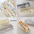 Cute Snoopy Pencil Case Double-layer Zipper Waterproof Pencil Bag Large Capacity Transparent Frosted Storage Bag Pen Box Stationery. 