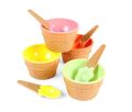 Ice Cream Waffle Cone Shape Bowl with Cone Shape Spoon. 