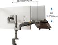 ENRG NB North Bayou H180 Dual Arm 2 in 1 Combo Laptop Mount with Adjustable Tray for 10-17” Notebook Full Motion Monitor Desk Mount Arm Stand Full Motion Swivel Monitor Arm with Gas Spring for 17 - 32 Inches LCD And Monitor. 