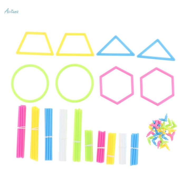 2X 3D Geometric Shape Building Set w/ Box for Kids Mathematics Teaching Aids