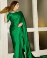 Green Satin Saree for Girls and Women. 