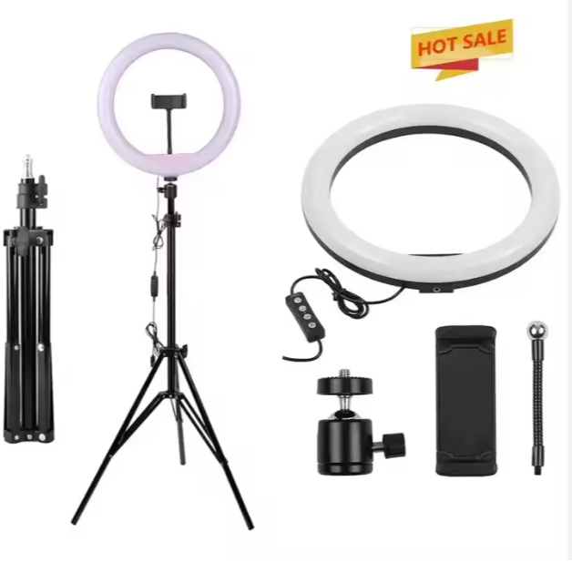 26cm Ring Light with 7ft Aluminium Tripod Stand & Mobile Holder | 3 Light Modes (White, Warm, Soft) | Adjustable Brightness | For TikTok, YouTube & Photography