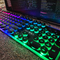 EWEADN GX60 Punk Colorful Backlight USB Wired Retro Gamer Gaming Keyboard For Desktop Laptop External Universal Keyboard. 