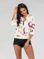 JIM NORA Women's Clthing Fashionable 2023 New Simple American Retro Winter Long Coat Woman Casual Print Zipper Elegant Top. 
