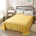 Yellow bed sheet one-piece four-season general-purpose sanding student dormitory double bed special multi-specification pillowcase two-piece set. 