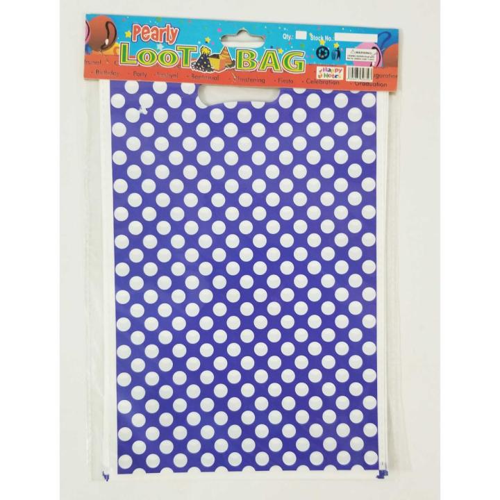 DARK BLUE POLKA DOT GOODY BAGS - DARK BLUE POLKA DOT THEME GOODY BAGS - PACK OF 10 GOODY BAGS