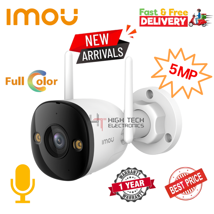 IMOU Bullet 2E 5MP Outdoor Weatherproof Full Color Night Vision Smart Home Security / CCTV Wi-Fi IP Camera Built-in microphone