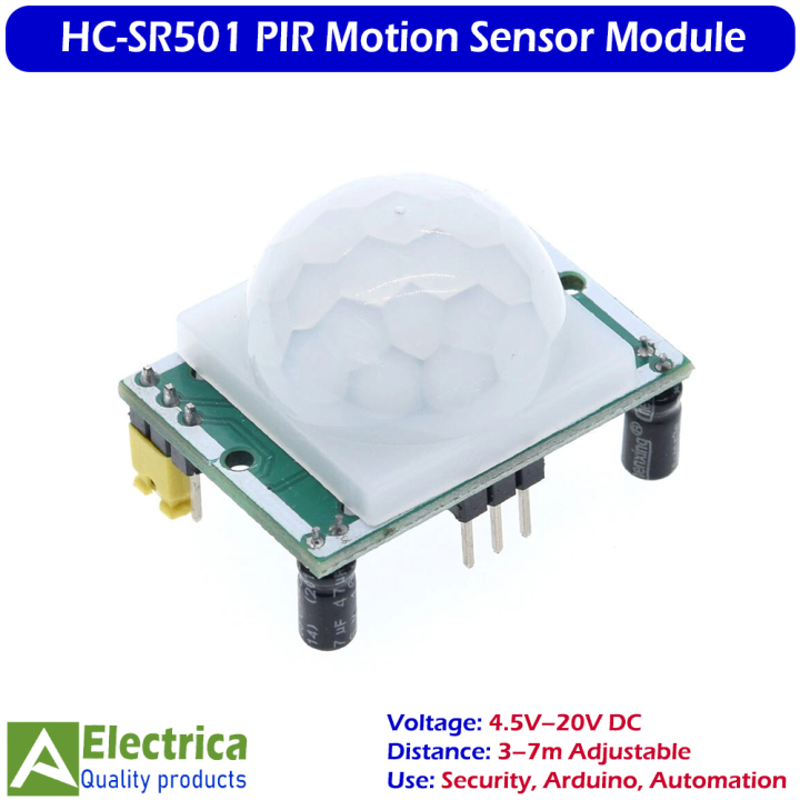 HC-SR501 PIR Motion Sensor Module Infrared Body Detector Adjustable Delay & Sensitivity for Arduino, Security Alarm & Smart Lighting by Electrica