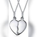 Personalized Split Broken Heart Break Apart Gifts Pendant Necklace For Lover Couples BFF Sterling Silver Custom Engraved. 