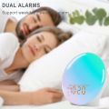 Foryond Wake Up Light Sunrise Alarm Clock for Kids, Heavy Sleepers, Upgraded Full Screen with Simulation, Sleep Aid, Dual Alarms, FM Radio, Nightlight, 14 Colors, 7 Sounds, Ideal Gift, White, (K8). 