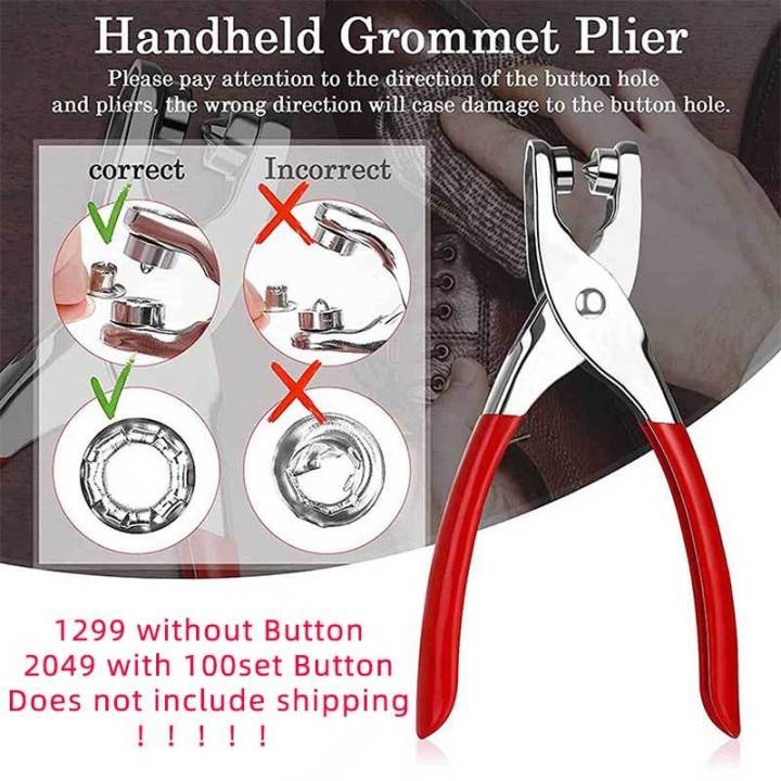 Press Studs Pliers 9.5mm Metal Sewing Prong Rings Buttons Clip Pliers DIY  Clothes Tool for Sewing Leather Rivets Bags Clothes
