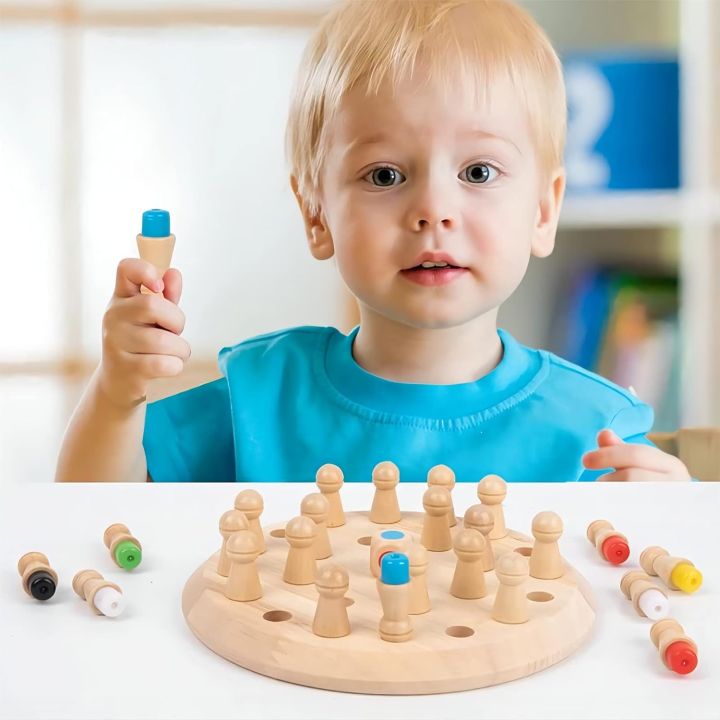 Wooden Memory Chess Matching Game for Kids – Montessori Color Matching ...