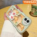YIWESAN For VIVO Y1s Y91C Case 3D Flowers Rabbit Pattern Cream Wave Border Soft Clear Shockproof Phone Cases Creative Camera Transparent Casing Simple Gentle Protective Cover. 