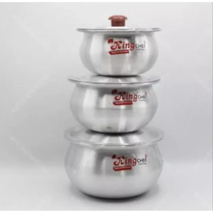 ORANGLES King Chef BABYSIPRI/HANDI METALFINISH 3PCS WITH LIDS 1BOX - high resolution display - exposing craftsmanship - Image 2 of 3 | built for everyone | King Chef BABYSIPRI/HANDI METALFINISH 3PCS WITH LIDS 1BOX for sale Georgia | Free Shipping ORANGLES