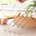 1 Manual Egg Mixer with Ceramic Handle Stainless Steel Mini Hand Whisk Beater Stirrer Small Blender Kitchen Cooking Tools. 