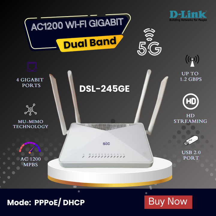 D-Link Wireless N 300 Modem Router DSL-245GE STC Dual Band Wireless ...