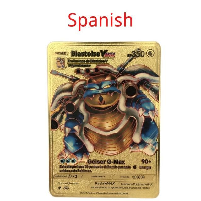 Spanish Pokemon Metal Cards VMAX GX cartas pokemo espanol golden metalicas letters kids battle game España collection cards