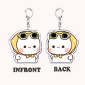Bubu Dudu Cartoon White and Grey Couple Bears Keychains Ring for Accessories Bag Pendant Key Chain Jewelry Fans Lovers Gifts. 