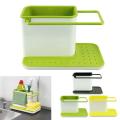 3 in 1 Kitchen Sink Organizer - Draining Holder, Towel Rack, Storage Box for Soap and Sponges. 