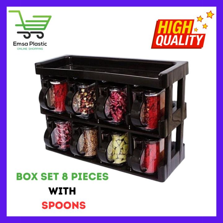 Kitchen Spice Jars Organizer Rack Masala Box Set Pieces With