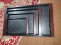 Set of 4 pcs Plastic Fast Food Tray Restaurant Serving Trays For Tea Cake Kitchen Bar Dinnerware European Hotel Long Plate Black. 