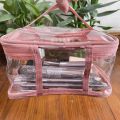 Multi Purpose Clear Makeup Portable PVC Plastic Transparent Cosmetic Bag Organizer Storage Jewellery Vanity Box Makeup Kit Toiletry Bag with Handle Zipper Waterproof Travel Storage Pouch. 