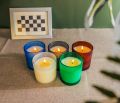 Techmanistan Pack of 3 - Random Colors 200ml Empty Glass Candle Jars With Wooden Lid, Glass Tins. 