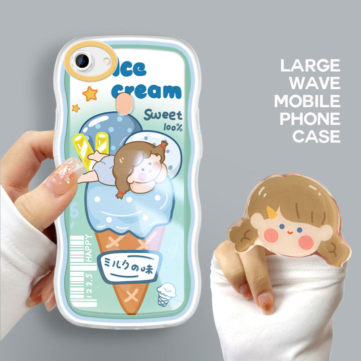 BILI for OPPO F5 / F5 Plus / F5 Youth Back Cover With Cute Fruit Girl Ring Holder Soft Transparent Colorful Wavy Phone Cases