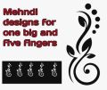 Mehndi designs for one big and five fingers. 