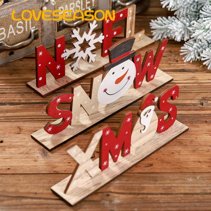 Christmas Decoration Wood Southeast Asian Christmas Wooden Table Decorations Santa Claus Snowman Snowflake Festive Holiday Ornaments Gifts Wooden Christmas Ornament