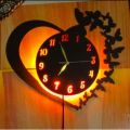 Heart Wooden Clock With Premium Light I The New Wooden Wall Clock Big Size I Wall Clock I Wooden Wall Clock I Wall clocks for bedroom I Wall Clocks for drawing room I Wooden Wall Clocks for bedroom with Free Gift. 