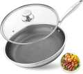 New Multifunction Laser Crafted Printed Frypan With Glass for Safe and Healthy Cooking Food Grade 2 5 Layers 304 Stainless Steel Body Non Stick Coating Non Oil Smoke Frying Pan Skillet Saucepan Ceramic Pan Unbreakable and Heat Up Function Easy to Clean. 