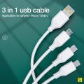 3 in 1 Charging Cable  for Micro USB, IOS & Type C devices  Branded 3 in 1 Cable for iPhone & ALL ANDROID 3 in 1 Charging cable. 
