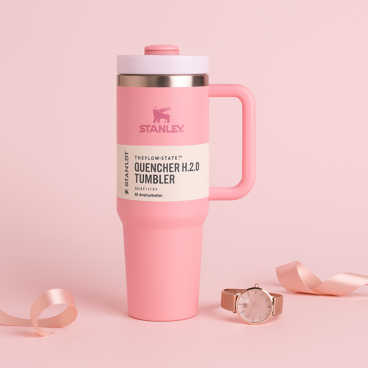 Pink Stanley Tumbler Cup 40oz 1200ml | Stainless Steel Vacuum Insulated Tumbler Mugs with Straw