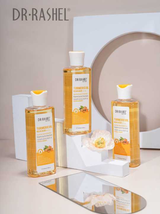 Dr.Rashel Brightening & Fade Spots Turmeric Kojic Acid Face & Body Message oil 210ml DRL- 1900