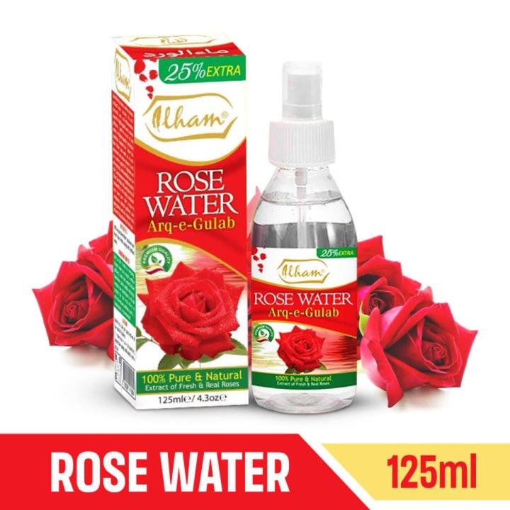 ILHAM Rose Water Spray 125ml 100% - Facial Spray Cleanser And Toner - Pure Premium Arq-e-Gulab 100% Natural - Soothes & Repair Skin - Make Your Skin Healthy - Rose Water Spray  25% Extra