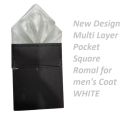 New Design Multi Layer Pocket Square Romal for men's Coat WHITE. 